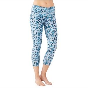 Smartwool PhD Printed Blue Ice Cropped Activewear Leggings Women's Size Small